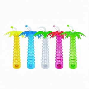 16oz LED Yard Cup Custom Coconut Tree Plastic Drinking Cup with Straw for Luau Beach Party Tropical <strong>Summer</strong> <strong>Decorations</strong> - Product Image 5