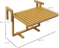 Table de garde-corps de balcon, table suspendue pliante extérieure/bureau, table de bar de balcon en bois de bambou réglable en hauteur pour économiser de l'espace