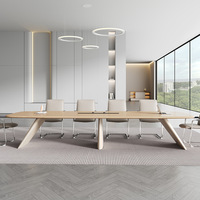 Table de conférence moderne haut de gamme en bambou, design épuré, grande table de réunion, combinaison bureau-chaise pour hôtel