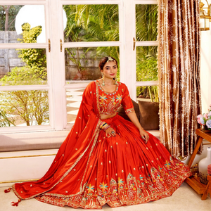 Lehenga Choli con bordado elaborado y lentejuelas con hilo para mujer, ropa india y pakistaní para bodas y fiestas. - Product Image 1