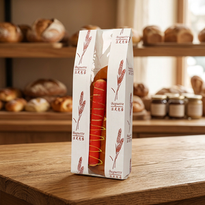 Custom SOS Food Packaging Recyclable Art Paper Offset Printing Classic Style Baguette Paper Bag With <b>Window</b> Self Adhesive <b>Seal</b> - Product Image 3