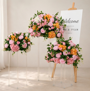 Sfera di Rose Artificiali in Seta <span class=keywords><strong>e</strong></span> Plastica LUYI Personalizzata di Alta Qualità, <span class=keywords><strong>Rosa</strong></span> <span class=keywords><strong>e</strong></span> Bianca, per Decorazioni Centrotavola per Matrimoni <span class=keywords><strong>e</strong></span> Feste - Product Image 1