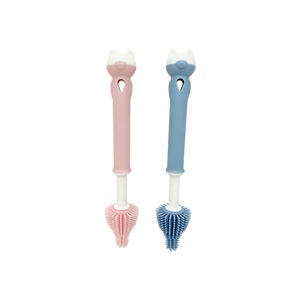 Kit de Cepillos de Limpieza <span class=keywords><strong>para</strong></span> Bebés, Libres de BPA, Aptos <span class=keywords><strong>para</strong></span> Alimentos, Suaves al Tacto, No Dañan los Pezones, con <span class=keywords><strong>Base</strong></span> Adorable en Forma de Gato - Product Image 1