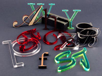 Chiffres acryliques découpés au laser fluorescents transparents