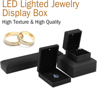 Boîte à bijoux de luxe noire grand format avec éclairage LED intégré pour colliers et chaînes – Vente en gros