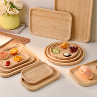 Produits populaires personnalisés Assiette en bambou classique incassable Assiette en bois massif pour plats, collations, desserts
