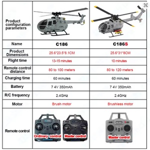 Nouvel hélicoptère télécommandé RC ERA C186S 1:48, 6 canaux, simulation, moteur brushless, positionnement par flux optique, cadeau pour garçons - Product Image 2