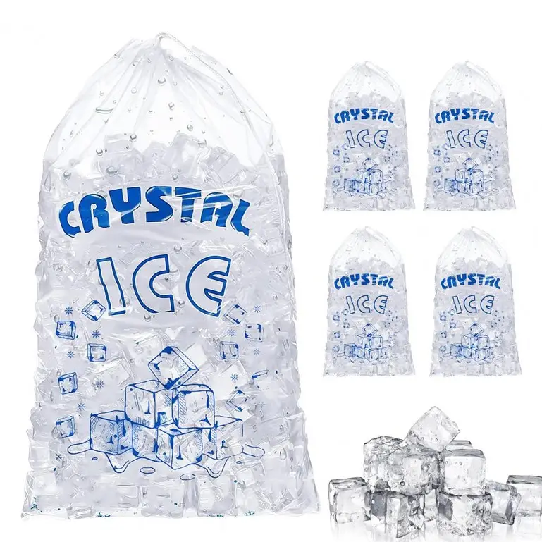 8 lb 10 lb plastik polietilen buz küpü ambalaj LDPE çanta Wicket buz torbası