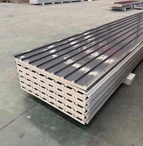 Pannello Sandwich in Schiuma PU Termoisolante 100mm, Sistema di Rivestimento per Tetti e Pareti, Materiali Edili Ignifughi per Celle Frigorifere, Lamiere Metalliche - Product Image 2