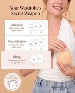 Cache-tétons adhésifs réutilisables Bare Babe – Soutien-gorge invisible en silicone de qualité médicale, imperméable, sans bretelles, pour femmes, 4 teintes élégantes - Product Image 2