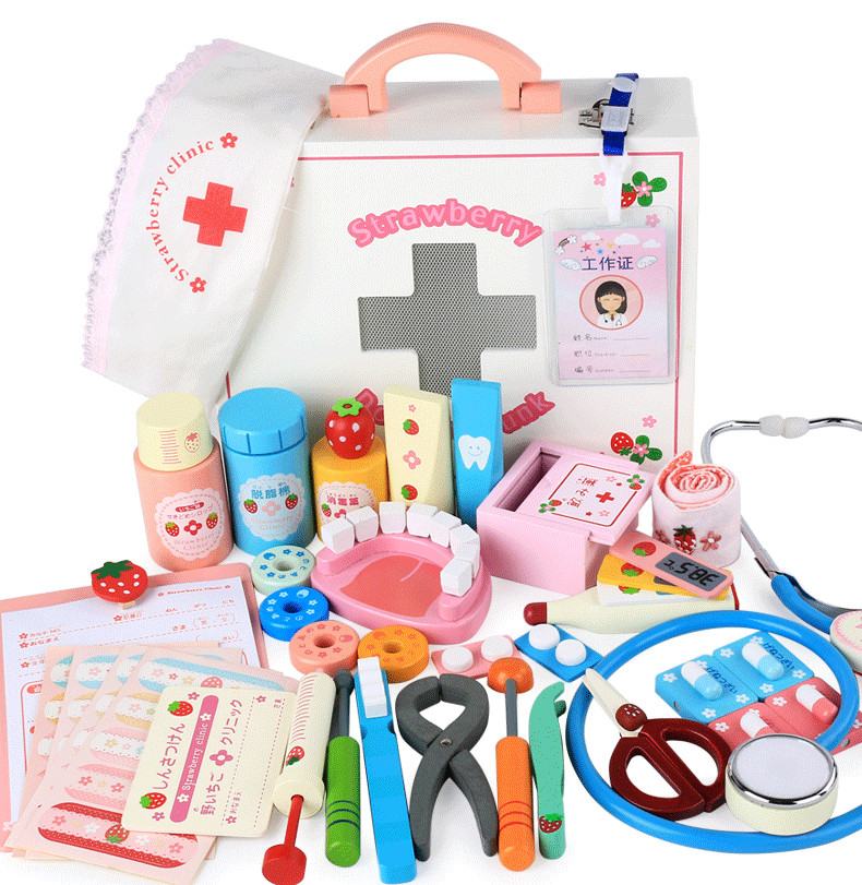 Durevole di alta qualità utilizzando vari bambini che fingono di giocare con i giocattoli in legno gioco di ruolo medico