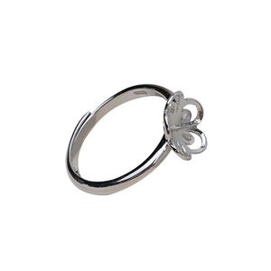 Anillo Abierto en Forma de Flor de Plata S925, Accesorios de Joyería DIY, Soporte Vacío para Perlas de Mujer, Tamaño de Perla de 6 mm - Product Image 5