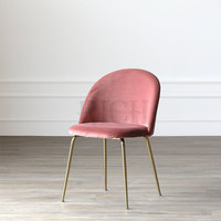 Chaise d'appoint moderne en tissu avec pieds en acier inoxydable doré pour appartement, maison, cuisine, salle à manger, hôtel, restaurant, événement