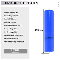 Sel Baterai Lithium Titanate LTO 2.3V 10A Grade A 32145 Silinder, 25000 Siklus untuk DIY Audio Mobil 12V 24V 48V