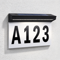Lampe murale à LED solaire pour numéro de maison, plaque d'adresse lumineuse étanche IP44 pour cour, appartement, porte