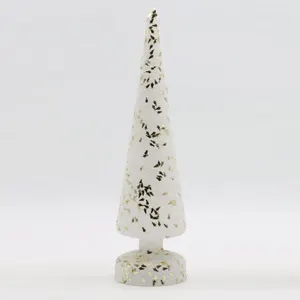 Neuankömmling Weiß Milchglas Ornamente benutzer definierte mit kleinen Goldfolie Weihnachts baum geformt für Home Decor