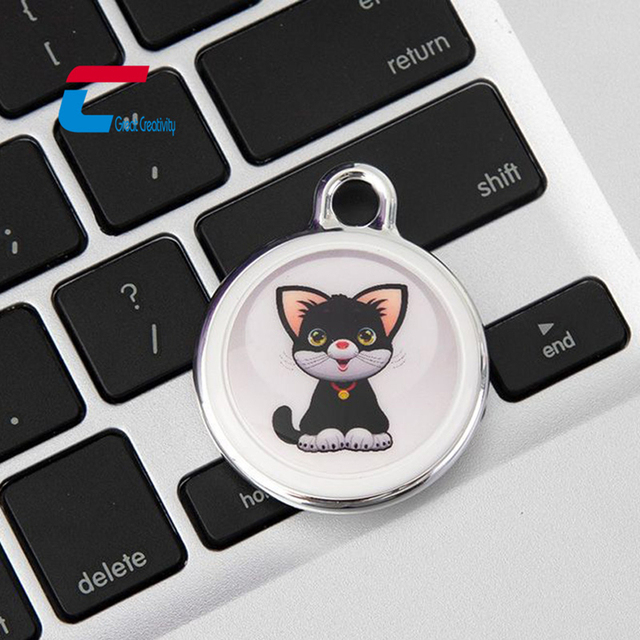 Custom Printed Smart Tracker Pet ID GPS RFID NFC Dog Tag with Chip QR Code Waterproof ISO 14443A Metal+Plastic 13.56MHz