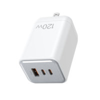 120W 2 USB C 1 USB a Pengisi Daya Perjalanan Colokan AS Adaptor Dinding Daya Tinggi untuk Laptop Smartphone Tablet Sertifikasi ETL FCC