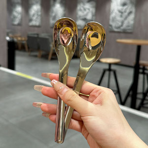 Cuillère à soupe en acier inoxydable 304, épaisse, à long manche, pour enfants et adultes - Product Image 1