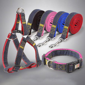 Racewe Aksesori hewan peliharaan tali anjing kerah <span class=keywords><strong>Harness</strong></span> Set gaya Denim kain jahit memblokir warna anjing <span class=keywords><strong>Harness</strong></span> untuk <span class=keywords><strong>Golden</strong></span> <span class=keywords><strong>Retriever</strong></span> - Product Image 1