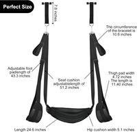 Kit de Balançoire de Porte BDSM pour Couples avec Bandeau, Sangle de Balançoire Ajustable et Poignées pour Positions Intimes, Jeu pour Adultes