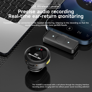 Dài Thời gian làm việc 1 kéo 2 Type-C không Dây Stereo condenser microphone ngoài trời tiếng ồn hủy bỏ kép lavaliere ve áo Mic - Product Image 5