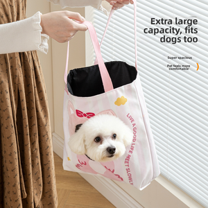 Bolsa de Transporte para Mascotas, Cuadrada, Portátil, de Lona Transpirable, con Diseño de Dibujos Animados, Gran Capacidad, para Perros y Gatos, Uso en Exteriores - Product Image 3