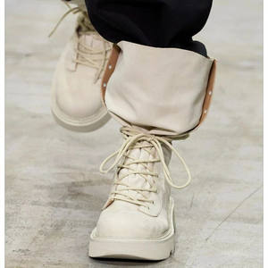 Fabricante personalizado al por mayor Casual señoras botas cortas eje ancho alto con cordones hombres mujeres suela gruesa suelta ajuste media pantorrilla Deni - Product Image 2