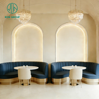 Ensemble table et chaises de restaurant en marbre rond, canapé-banc pour café