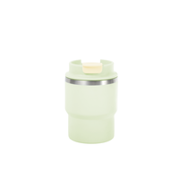 Mug de voyage isotherme triple paroi 300 ml en acier inoxydable avec infuseur à thé, couvercle rabattable et brosse en silicone, personnalisable avec logo, vente en gros