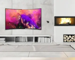 4k अल्ट्रा HD नई डिजाइन OEM वाईफ़ाई 1G + 8G स्मार्ट टीवी 55 इंच घुमावदार स्क्रीन का नेतृत्व किया टीवी टीवी के साथ धातु फ्रेम