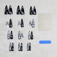 K033 Faux Ongles Stiletto Papillon Cœur Style Punk Sombre Esthétique Western Hot Girl Premium ABS MOQ1 Vente en Gros Stock Prêt