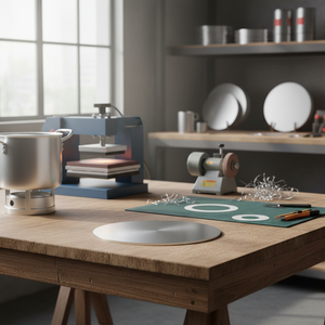 Disco in Alluminio per Sublimazione da 120mm di Diametro, Lamiera Rivestita per Utensili da Cucina, Industria/Edilizia, Lucidatura e Taglio Inclusi - Product Image 2