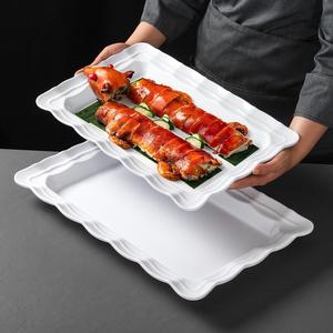 Xiangyuan Meimei <b>melamine</b> tableware <b>plates</b>, banquet hall white lace plating, restaurant and hotel large roast suckling pig - Product Image 1