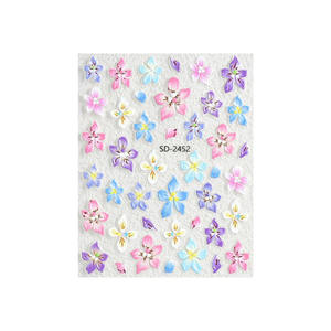 Qianya 2025 gran oferta 5D en relieve 3D Estilo Hawaiano pétalos de lirio Plumeria pegatinas de <span class=keywords><strong>uñas</strong></span> DIY hechas de plástico - Product Image 5