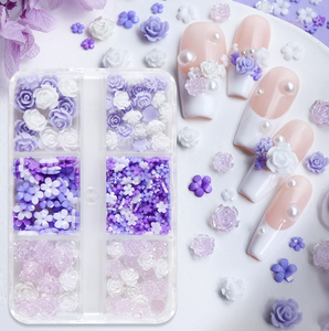 6 Rejillas Acrílico Flor 3D Nail Art Decoraciones Resina Amor Corazón Rosa Flor Nail Charms Crystal Nail Rhinestones Accesorios - Product Image 5
