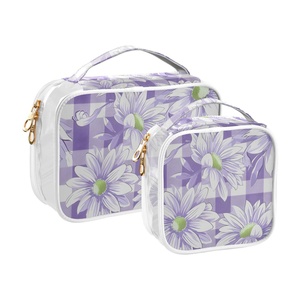 Custom Clear Transparent <b>Makeup</b> Bag Set Travel Toiletry Bags with Handle Portable Cosmetic <b>Case</b> with Zipper Cosmetic <b>Brush</b> Bag - Product Image 2