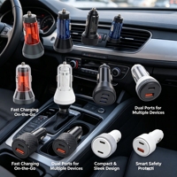 Chargeur de voiture USB compact, ne bouchant pas la vue, pour une utilisation en conduite, avec charge rapide et sécurisée