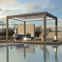 Pergola Bioclimatique Motorisée en Aluminium pour Extérieur, Toit à Lames Orientables, Imperméable, Moderne, pour Jardin, Terrasse, Protection Solaire Toutes Saisons, Finition Poudrée