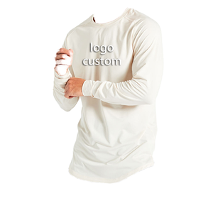 New Custom Logo Men's Oversized Mock <b>Neck</b> <b>T</b>-<b>Shirt</b> Fashion Casual Heavyweight Long Sleeve 180 Grams Knitted Fabric for Print - Product Image 1