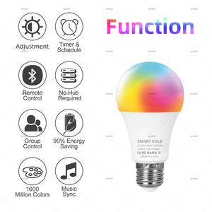 Ampoule LED Tuya Dimmable 15W E27 B22 220V RGBCW à Changement <span class=keywords><strong>de</strong></span> Couleur, Contrôle par Application Smart Life, Gestion <span class=keywords><strong>de</strong></span> Groupe, Rythme Musical, Minuterie, pour la Maison - Product Image 2