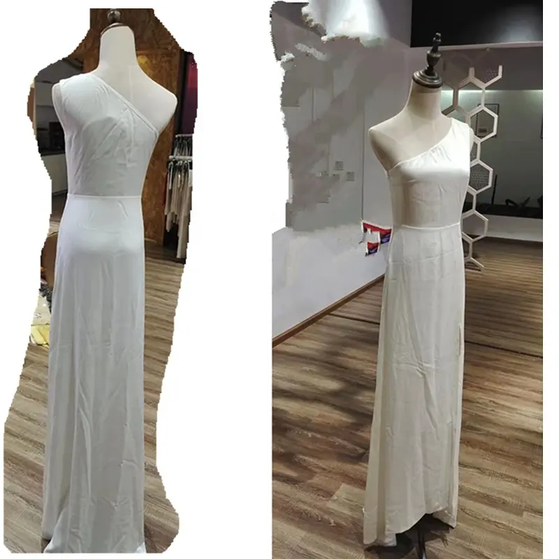 Elegante Abendkleider für Frauen Kleid lange Party Elfenbein weiß Größe kann angepasst werden Hochzeit Seide Rock Kleid