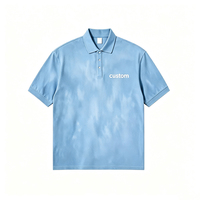 Kaos Katun Pria Logo Kustom Polo Distressed Washed Cetak Digital Tebal Kaos Kustom