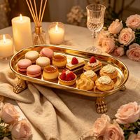 Plateau de service élégant et durable en fer doré, personnalisé, avec impression arabe islamique, décoratif pour Ramadan et Eid