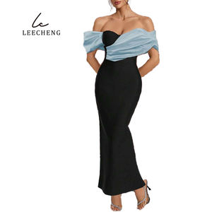 <span class=keywords><strong>Vestido</strong></span> largo <span class=keywords><strong>ajustado</strong></span> con hombros descubiertos y giro de color a juego, <span class=keywords><strong>vestido</strong></span> de fiesta elegante, adecuado para invitados de boda, ceremonia de graduación - Product Image 4