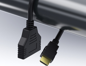מצופה זהב 2 ב-1 hdmi כבל מתאם 1080p 1 כדי 2 ממיר אודיו וידאו hdmi 1-ב-2-out מפצל תואם עבור hdtv