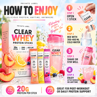 EM Clear Whey Protein Isolate en Sachets 20g Protéines Zéro Sucre Saveur Fruitée Boisson Nutrition Sportive en Poudre Marque Privée