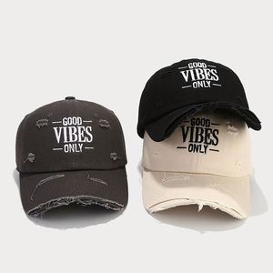 Spring New Ripped Soft Top Baseball <b>Hat</b> Embroidery Retro Duck Tongue Women's Trend Sun protection Custom Cap <b>Hat</b> - Product Image 2