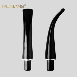 Muxiang Straight And Curved Stem 9mm Filter Pipe Mouthpiece With Silver Metal Ring Reusable Smoking Accessory - Product Image 3