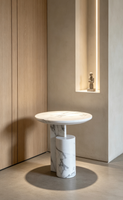 Table d'appoint en marbre blanc naturel, plateau de table à manger, table d'appoint moderne de luxe en pierre, polie, durable, pour salon, villa, personnalisable